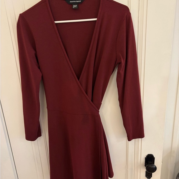 American Apparel Burgundy Wrap Dress - Picture 2 of 5